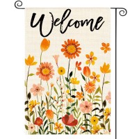 Avoin Colorlife Fall Flowers Welcome Garden Flag 12X18 Inch Double Sided Seasonal Floral Autumn Rustic Harvest Yard Outdoor Dec