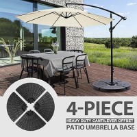 Super Deal 4 Piece Cantilever Offset Patio Umbrella Base Heavy Duty Outdoor Round Umbrella Stand With Easy Carry Handles Water