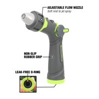 Flexzilla Garden Hose Nozzle Heavy Duty Twist Action Adjustable Flow Nfzg51E Zillagreen