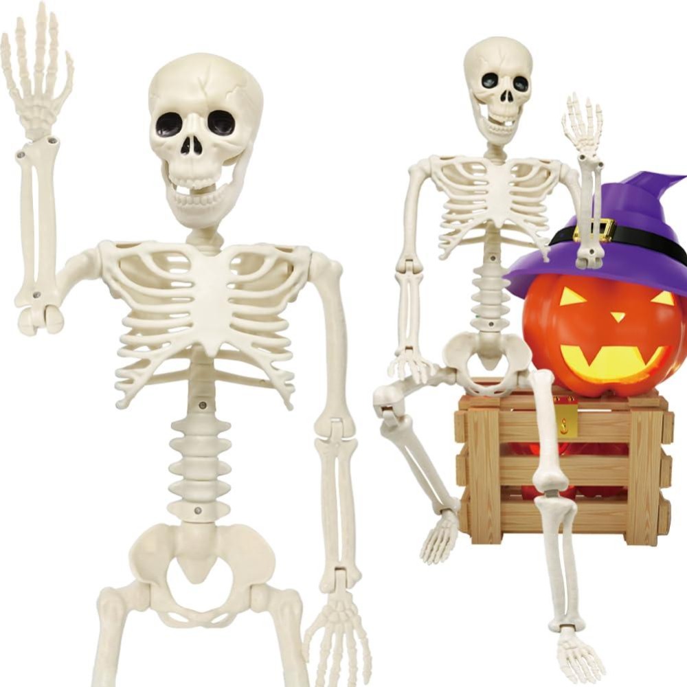 36In Skeleton Halloween Decorations 3Ft Full Body Posable Life Like Skeleton Realistic Human Plastic Bones With Movable Joints