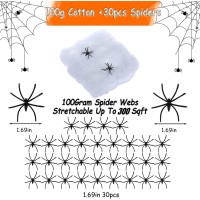 Spider Webs Halloween Decorations 300Sqft Spider Webs With30 Fake Spiders Stretchable Diy Cobwebs For Indoor/Outdoor Scary Atmosphere Outside Garden Window Yard Tree Home Office Parties Haunted Houses