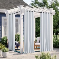 Nicetown 2 Panels Fixed Outdoor Curtains Waterproof For Patio Thermal Insulated Top Bottom Grommet Back Tab Light Blocking