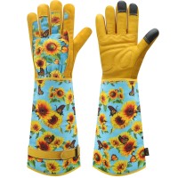 Dly Gardening Gloves For Women Long Thorn Proof Rose Pruning Garden Gloves Cowhide Leather Gauntlet Gardening Gifts