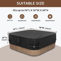 Ibirdie Outdoor Waterproof And Weatherproof Hot Tub Cover 76 X 76 Inch Fit 75 X 75 Or 74 X 74 Or 73 X 73 Or 6 Ft X 6 Ft Square S