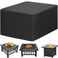 Amberr Fire Pit Cover 600D Heavy Duty Fire Pit Cover Square Waterproof Outside Firepit Covers  All Weather Resistant (Square - 44 L X 44 W X 24 H)