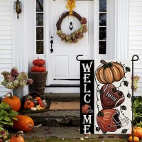 Fall Football Welcome Garden Flags 12X18 Inch Vertical Double Sided Pumpkin Autumn Sports Game Day Sign Thanksgiving Seasonal Y