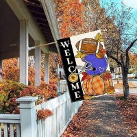 Baccessor Fall Football House Flags Vertical Double Sided 28 X 40 Inch Pumpkin Autumn Sports Game Day Large Flag For Yard Welco