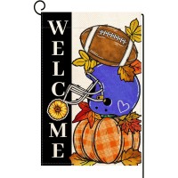 Baccessor Fall Football Garden Flags 12 X 18 Inch Vertical Double Sided Pumpkin Autumn Sports Game Day Welcome Flag For Yard Ho