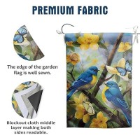 Summer Garden Flags Floral Bluebird Garden Flag Flower Spring Yard Flags For Outside 12X18 Double Sided Outdoor Front Porch Deco