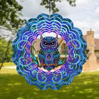 Owl Metal Wind Spinners Owl Gifts For Women Mom Grandma Wife Hanging Wind Spinner For Outdoor Indoor Decorations 12 Inch W