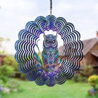 Owl Metal Wind Spinners Owl Gifts For Women Mom Grandma Wife Hanging Wind Spinner For Outdoor Indoor Decorations 12 Inch W