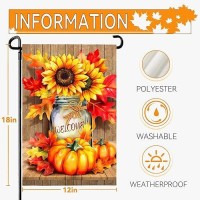 Dacawin Garden Flags Fall Sunflower Printing Yard Flag Welcome Mason Jar Garden Flags For Outside Pumpkin And Maple Pattern D