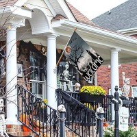 Welcome Halloween House Flag 28X40 Inch Double Sided Burlap Large Witch Pumpkin Flag Outside Porch Decor Halloween Yard Decorati