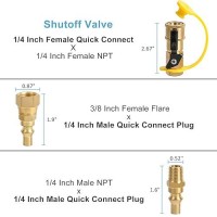 Atkke Rv Propane Quick Connect Fitting Adapter Valve 14 Male Npt Full Flow Plug 38 Male Flare Quick Kit For Low Pressur