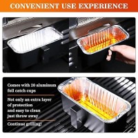 Grisun Grease Cup Grease Catcher With 20 Pack Liners  Drip Catcher Accessories Kit For Blackstone Griddle  Grill Grease Collection Pan With Disposable Foil Liners For Blackstone Flat Top Grill