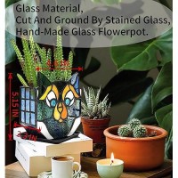 Entlityful Cat Stained Glass Pot Cat Flower Pots For Indoor Plants Cat Plant Decor Fun Plant Pots Gift 46X515X23 Inexcluding