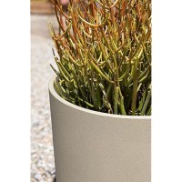 Veradek Mason Series Lima Planter - Round Planter For Indoor Or Outdoor Porch/Garden | Made From Plastic & Concrete With Drainage Holes | Modern D?Cor For Succulents  Flowers  Small Plants