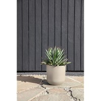 Veradek Mason Series Lima Planter - Round Planter For Indoor Or Outdoor Porch/Garden | Made From Plastic & Concrete With Drainage Holes | Modern D?Cor For Succulents  Flowers  Small Plants