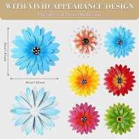 Yungeln 6 Pcs Metal Flowers Wall Decor Daisy Wall Decor Large Metal Flowers Wall Art Colorful Wall Sculptures Hanging Decoration