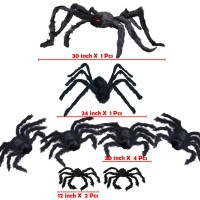 Unglinga 8 Large Spiders Halloween Decorations Outdoor Indoor Fake Spiders Scary Decorations Black Posable Halloween Spiders F