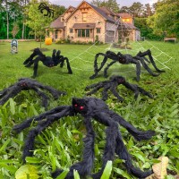 Unglinga 8 Large Spiders Halloween Decorations Outdoor Indoor Fake Spiders Scary Decorations Black Posable Halloween Spiders F