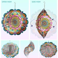 Aoedelyart Wind Spinners Outdoor Mandala Lucky Star Laser Cut Metal Kinetic Art Wind Spinner Gift For Christmas 12In Stainless S