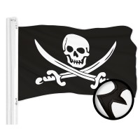 G128 Pirate Jolly Roger Swords Flag 2X3 Ft Toughweave Series Embroidered 300D Polyester Novelty Flag Embroidered Design