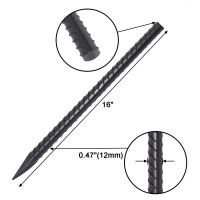 Aagut Rebar Stakes 16 Inch 34Pcs Heavy Duty Ground Anchors Steel Garden Stakes Metal Straight Camping Tent Spikes With Chisel