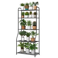 Plant Stand 5Tier Plant Shelf For Indoor Outdoor Waterproof Metal Tall Plant Stand For Living Room Bathroom Balcony Garden Bl