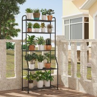 Plant Stand 5Tier Plant Shelf For Indoor Outdoor Waterproof Metal Tall Plant Stand For Living Room Bathroom Balcony Garden Bl