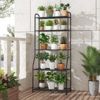 Plant Stand 5Tier Plant Shelf For Indoor Outdoor Waterproof Metal Tall Plant Stand For Living Room Bathroom Balcony Garden Bl