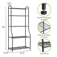 Plant Stand 5Tier Plant Shelf For Indoor Outdoor Waterproof Metal Tall Plant Stand For Living Room Bathroom Balcony Garden Bl