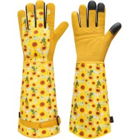 Dly Gardening Gloves For Women Long Thorn Proof Rose Pruning Garden Gloves Cowhide Leather Gauntlet Gardening Gifts