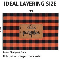 Orange And Black Plaid Rug 4 X 6 Fall Outdoor Front Door Decor Mat Cotton Washable Handwoven Rug For Layered Doormat Autum