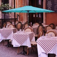 Yssoa 9' Patio Umbrella Outdoor Table Market Yard Umbrella With 8 Sturdy Ribs  Turquoise