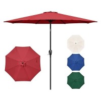 Yssoa 9' Patio Umbrella Outdoor Table Market Yard Umbrella With 8 Sturdy Ribs  Red