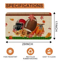 Hexagram Fall Door Mats 17X29 Inch Fall Football Welcome Mats Outdoor Autumn Fall Football Pumpkin Maple Leaf Farmhouse Doorma