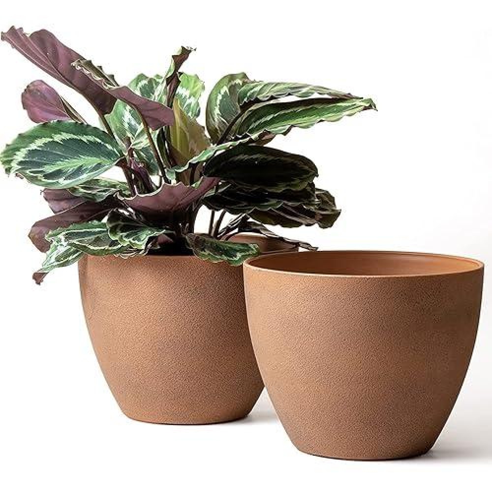 La Jolie Muse Flower Pots Outdoor 113 Inch Large Garden Planters With Drainage Holes Set Of 2