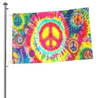 Tie Dye Peace Flag 2X3 Ft Outdoor Indoor With Grommet Rainbow Color Hippie Flag Garden Yard Banner Decorative Sign