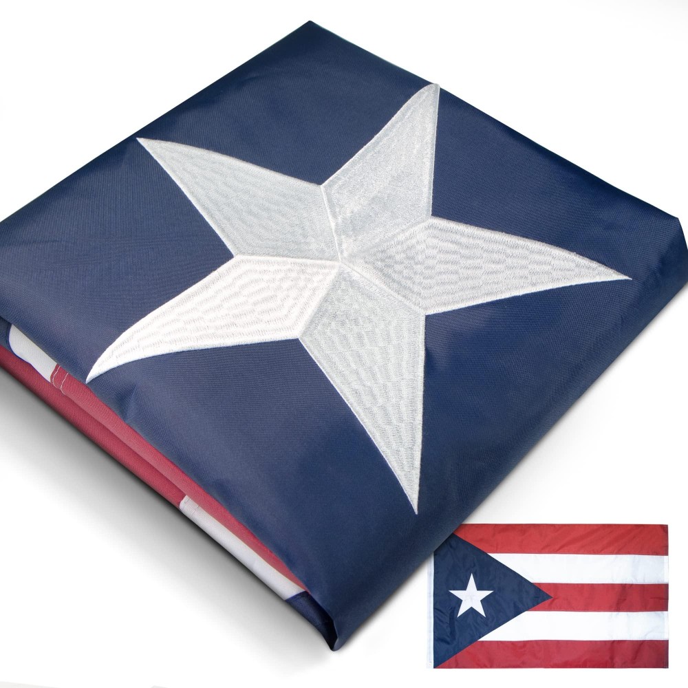 Anley Everstrong Series Puerto Rico Flag 3X5 Foot Heavy Duty Nylon Embroidery And Heavy Duty Canvas Header 4 Rows Of Lock St