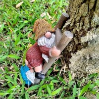 Jarpsiry Garden Gnome Statue Funny Climbing Ladder Gnomes Figurine Resin Sculpture Outdoor Decor For Patio Yard Lawn Porch Orna