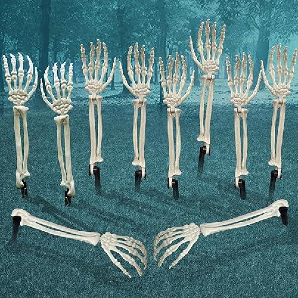 Lodou Realistic Halloween Skeleton Stakes Decorations Groundbreakers Skull Arms With Stakes Crack Skeleton Decor For Outdoor Ya