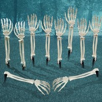 Lodou Realistic Halloween Skeleton Stakes Decorations Groundbreakers Skull Arms With Stakes Crack Skeleton Decor For Outdoor Ya