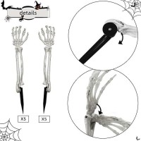 Lodou Realistic Halloween Skeleton Stakes Decorations Groundbreakers Skull Arms With Stakes Crack Skeleton Decor For Outdoor Ya