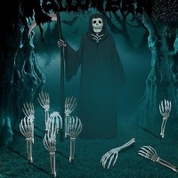 Lodou Realistic Halloween Skeleton Stakes Decorations Groundbreakers Skull Arms With Stakes Crack Skeleton Decor For Outdoor Ya