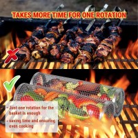 Rolling Grilling Basket For Outdoor Grill Bbq Net Tube Stainles Steel Large Round Mesh Rotation Barbecue Cylinder Cage Cooking A