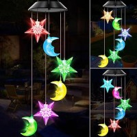 Wenana Star And Moon Solar Wind Chimes Color Changing Lights Outdoor Best Gifts For Mom Grandma Women Wife Aunt Sister Unique