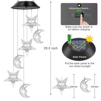 Wenana Star And Moon Solar Wind Chimes Color Changing Lights Outdoor Best Gifts For Mom Grandma Women Wife Aunt Sister Unique