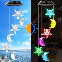 Wenana Star And Moon Solar Wind Chimes Color Changing Lights Outdoor Best Gifts For Mom Grandma Women Wife Aunt Sister Unique