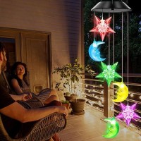 Wenana Star And Moon Solar Wind Chimes Color Changing Lights Outdoor Best Gifts For Mom Grandma Women Wife Aunt Sister Unique